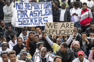 Asylum seekers at rally