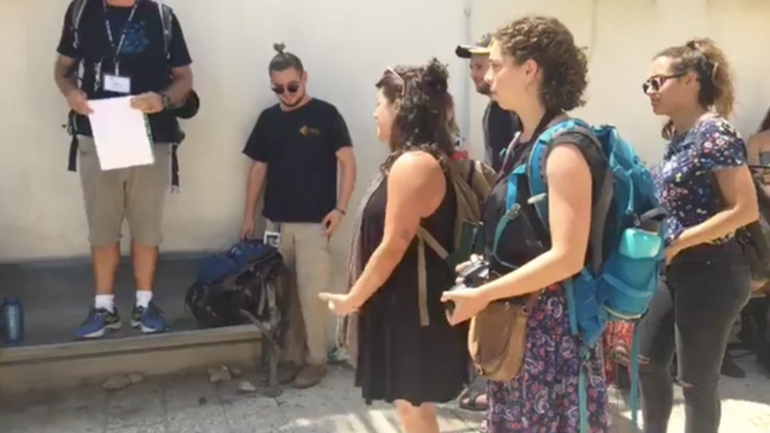 Birthright participants walk off their trip