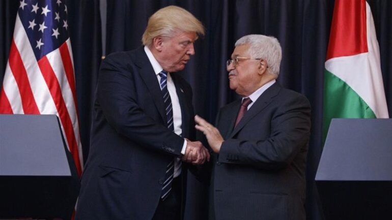 US President Trump and Abbas, president of the PA