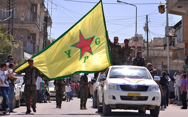 Kurdish YPG forces in Qamishli