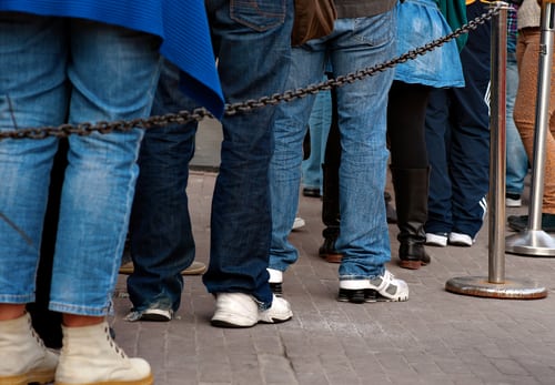 People waiting in line - Israeli bureaucracy incarnate