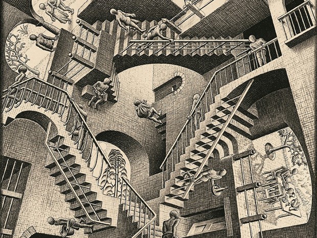 M.C. Escher's Relativity. Rabbi David Aaron explains ancient Hebrew logic.
