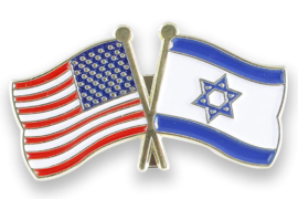 AIPAC pin with US and Israel flags