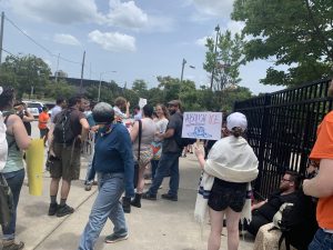 Never Again activists at an anti-ICE protest in Atlanta
