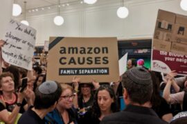 Jewish protestors at Amazon store