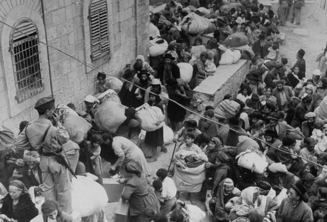 Jewish refugees leaving Jerusalem in 1948