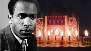 Frantz Fanon and a hanukkia - Decolonize Hanukah