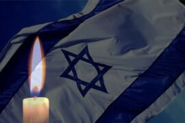 Israeli flag & candle - discussion with Justin Ellis