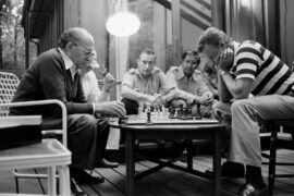 Begin & Brzezinski at Camp David Playing Chess