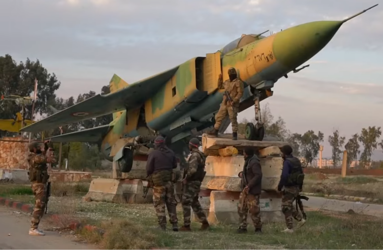 Syrian rebels at Hama Military Airport after its capture in the 2024 Hama offensive